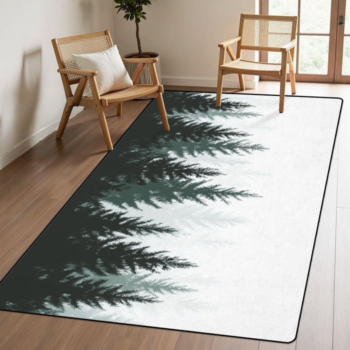5x8 Forest Nature Landscape Evergreen coniferous Trees Pine Spruce Non-Slip Carpets for Dining Room Soft Rubber Backed Large Area Rug for Bedroom Office