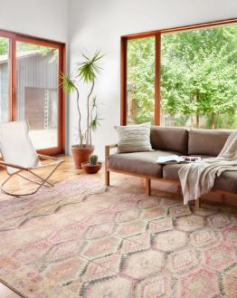 Loloi II Layla LAY-17 Printed Pink / Lagoon Area rug 7'-6" x 9'-6"