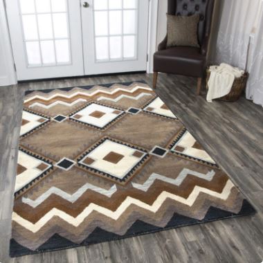 5' x 8' Multi Angles Chevron Tumble Weed Loft 100% Wool Area Rug By Rizzy Rugs