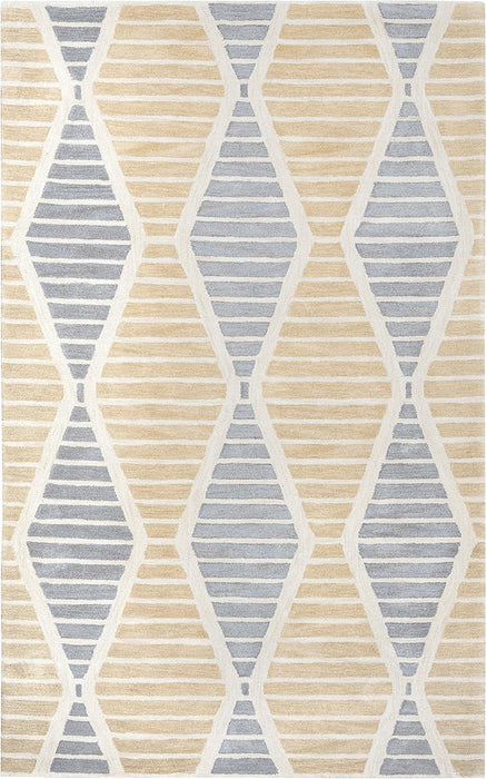 5' x 8' Beige/Ivory/Grey Stripe Rizzy Home Wool Area Rug