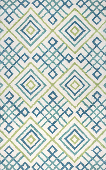 5' x 7' Blue/Gray/Rust/Blue Trellis Bradberry Downs Collection Wool Area Rug by Rizzy Home