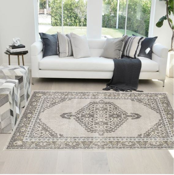 5x7 Latte Bohemian Distressed Area Rug