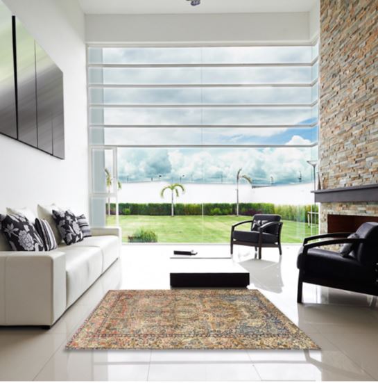 Square 8ft Sienna Brown Machine Washable Traditional Rug
