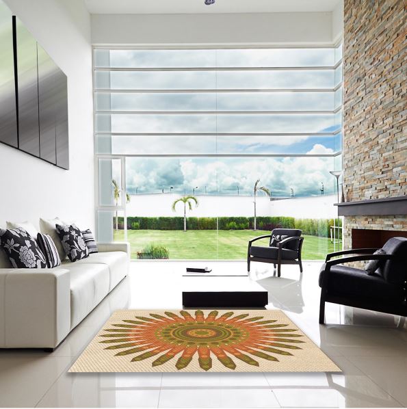 5x7 Brown Gold Patterned Rug