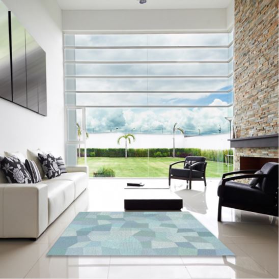 7x9 Blue Machine Washable Transitional Rug
