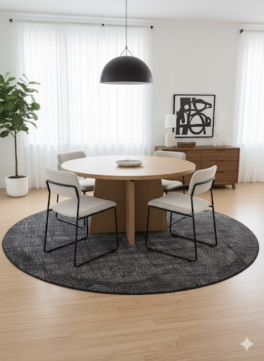 8ft Round Coffee Brown Abstract Modern Area Rug