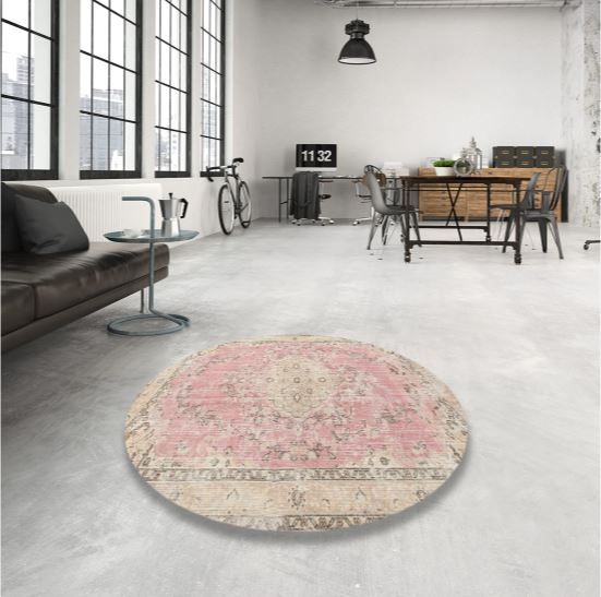 Size 5ft' Traditional Desert Sand Beige Medallion Area Rug