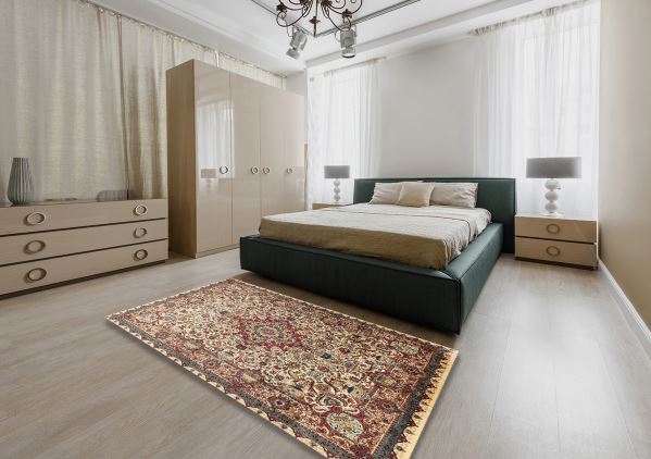 5' x 8' Traditional Dark Sienna Brown Medallion Area Rug