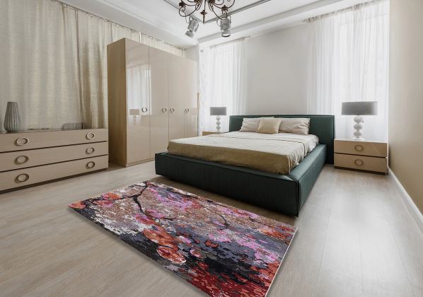 6' x 9' Mid-Century Modern Pink Oriental Area Rug