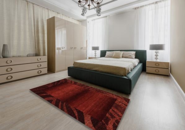 4' x 6' Red Machine Washable Abstract Saffron Area Rug