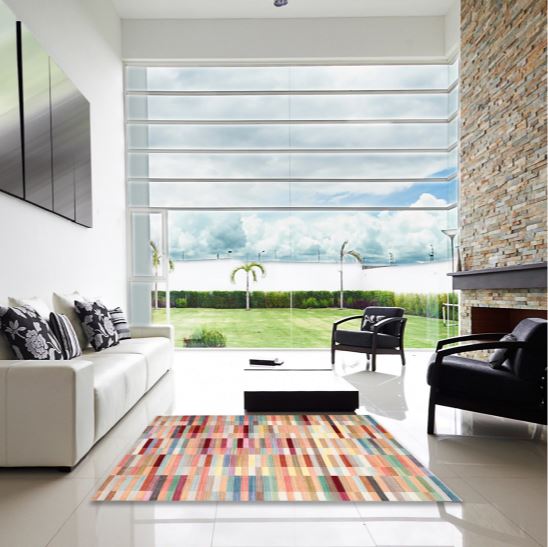4ft Square Orange Contemporary Sunrise Modern Area Rug