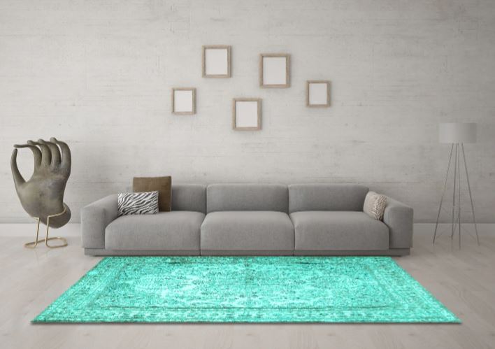 5x8 Turquoise Machine Washable Persian Traditional Area Rug