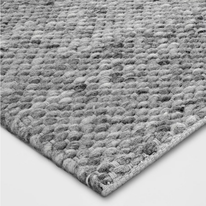 Size 5'x7' Color Gray Chunky Knit Hand Made Wool Woven Rug