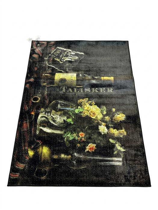 5' x 7' Rectangular Black Multicolor Novelty Vintage Area Rug