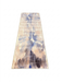 2.8' x 8' runner beige & blue abstract watercolor modern area rug isolated on a white background.