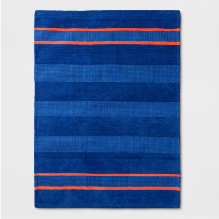 Size 5'X7' Striped Rug Blue/Orange