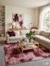 8' x 10' Rectangular Blush & Burgundy Distressed Abstract Modern Area Rug isolated on a white background.