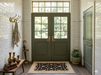 2' x 3' Rectangular Black & Ivory Floral Traditional Area Rug placed in an elegant entryway.