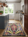 2' x 3' Rectangular Black & Multicolor Floral Medallion Vintage Traditional Area Rug styled in a bright kitchen.