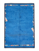 2' x 3' Rectangular Blue Multicolor Border Modern Washable Area Rug displayed on a white background.