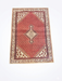 2' x 3' Rectangular Red & Ivory Tribal Geometric Traditional Washable Area Rug isolated on a white background.