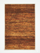 2' x 3' Rectangular Rust Gold Distressed Abstract Modern Washable Area Rug displayed on a white background, highlighting its textured rust, brown, and gold abstract design.