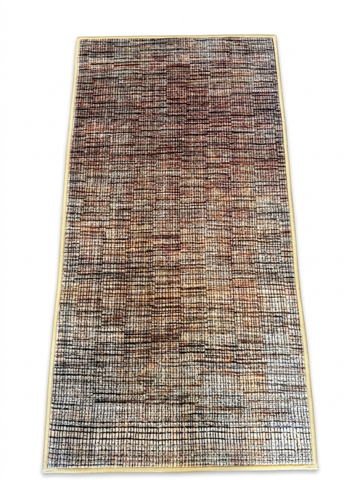 2' x 4' Runner Brown & Beige Distressed Abstract Modern Area Rug isolated on a white background.