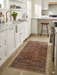 2' x 4' Runner Brown & Beige Distressed Abstract Modern Area Rug styled in a bright kitchen.