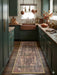 2' x 5' Runner Brown & Beige Distressed Vintage Traditional Washable Area Rug styled in a rustic kitchen.