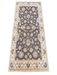 2' x 5' Runner Charcoal & Ivory Floral Traditional Washable Area Rug displayed on a plain background.