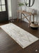 2' x 5' Runner Ivory Gray Tribal Geometric Southwestern Area Rug styled in a modern entryway with a wood console table and neutral décor.