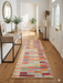 2' x 5' Runner Multi-Color Patchwork Striped Bohemian Area Rug styled in an entryway hallway.