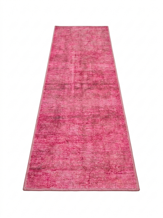 2' x 5' Runner Pink Distressed Modern Contemporary Area Rug product view highlighting the vibrant pink distressed texture.