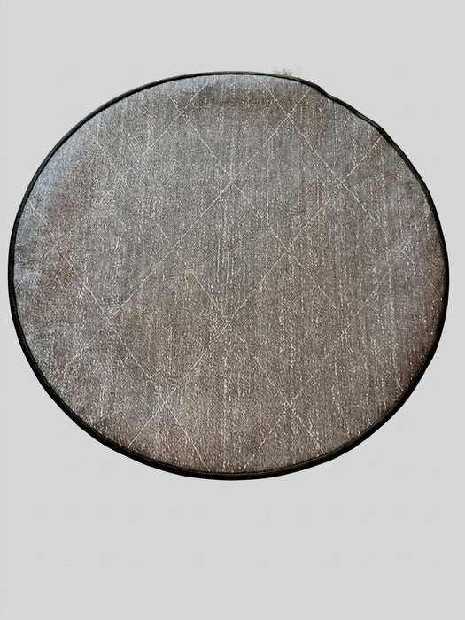 3' Round Taupe Gray Distressed Minimalist Modern Washable Area Rug isolated on a white background.