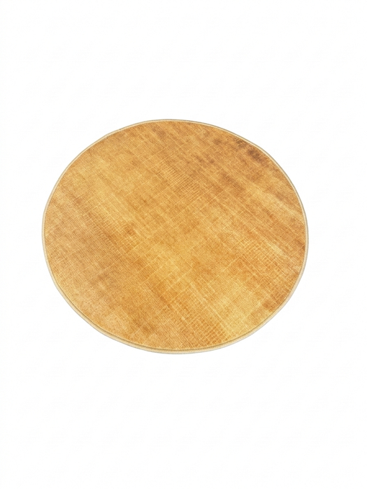 3' Round Yellow Gold Solid Minimalist Modern Area Rug shown in a top-down product design view.
