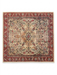 5' x 7' Rectangular Red & Blue Tribal Geometric Medallion Traditional Area Rug styled in a home office with a desk and rolling chair.