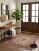 3' x 3' Square Ivory & Red Floral Medallion Traditional Area Rug styled in an entryway with a console table and wall mirror.