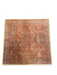 3' x 3' Square Rust Ivory Distressed Oriental Vintage Area Rug isolated on a white background.