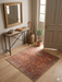 3' x 3' Square Rust & Ivory Distressed Oriental Vintage Area Rug styled in a welcoming entryway.