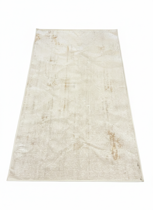 3' x 5' Rectangle Ivory & Light Gray Distressed Traditional Washable Area Rug displayed on a light neutral background.