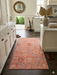 3' x 5' Rectangular Coral & Multicolor Floral Medallion Vintage Traditional Area Rug styled in a traditional kitchen.