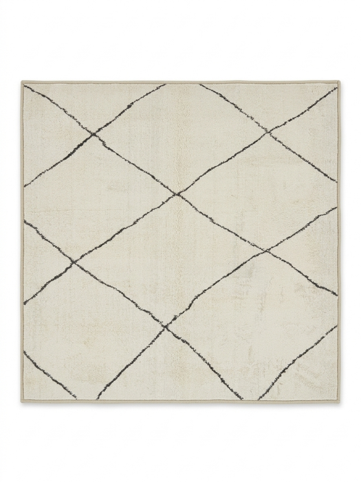 3' x 5' Rectangular Ivory & Charcoal Geometric Modern Area Rug isolated on a white background.