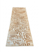 3' x 8' Runner Beige & Ivory Geometric Abstract Modern Washable Area Rug displayed on a white background, featuring a bold abstract geometric maze-inspired pattern in beige, ivory, and taupe tones.