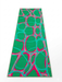 3' x 8' Runner Emerald Green & Pink Abstract Geometric Modern Washable Area Rug displayed on a white background, featuring a bold abstract geometric pattern in emerald green, hot pink, and aqua tones.