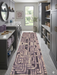 3' x 8' Runner Gray & Taupe Geometric Abstract Modern Washable Area Rug displayed in a modern laundry room with custom gray cabinetry, marble-look flooring, and sophisticated transitional styling.