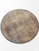 4' Round Beige & Brown Distressed Modern Abstract Area Rug shown in a top-down product design view.