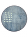 4' Round Blue & Ivory Geometric Minimalist Modern Area Rug isolated on a white background