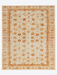4' x 4' Square Ivory & Gold Floral Traditional Oriental Washable Area Rug isolated on a white background.