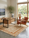 4' x 4' Square Ivory & Gold Floral Traditional Oriental Washable Area Rug styled in a bright modern living room.