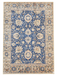 4' x 6' Rectangular Blue Ivory Floral Traditional Area Rug isolated on a white background.